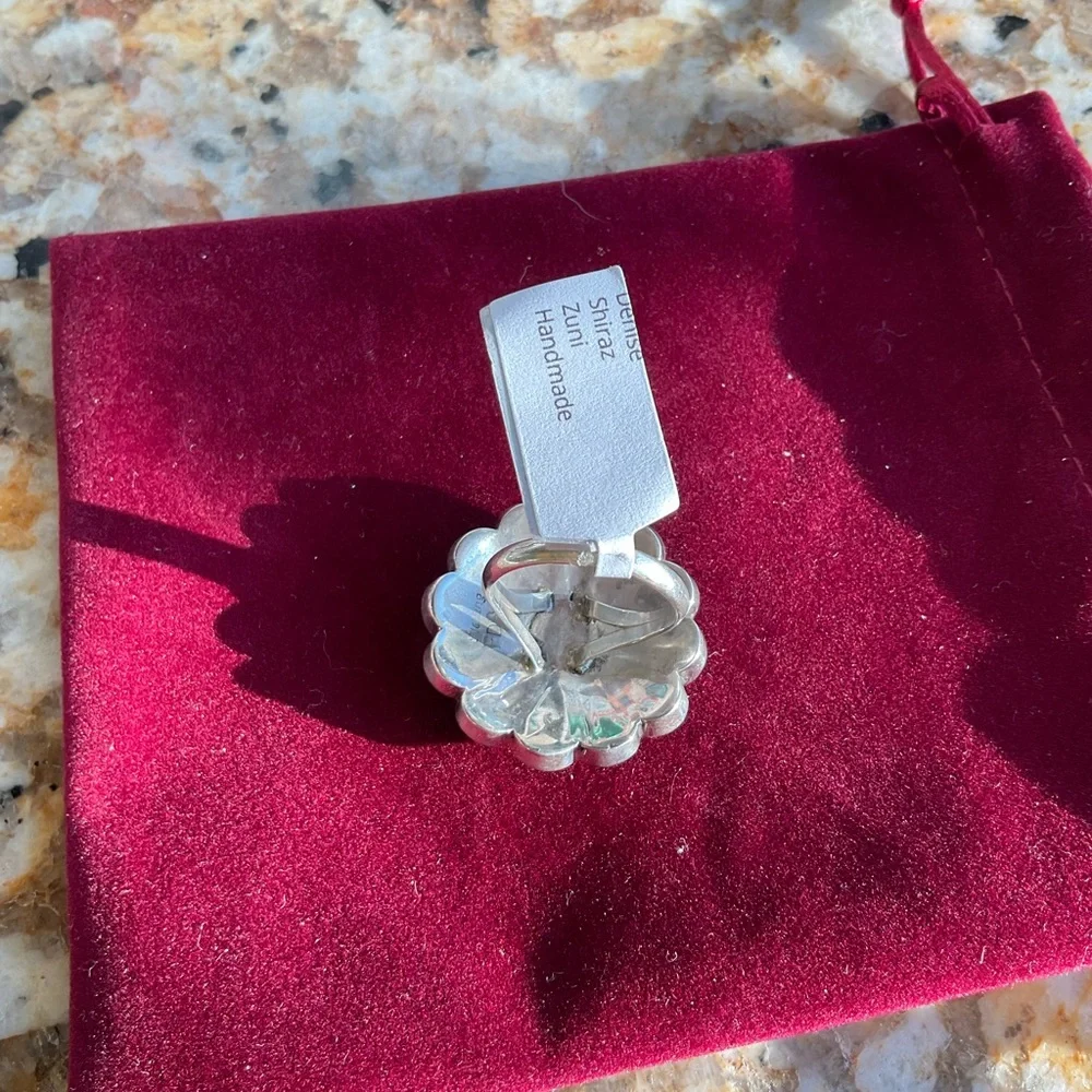 Turquoise 🌠ZUNI🌠 Floral Inlay Ring - Picture 3 of 6